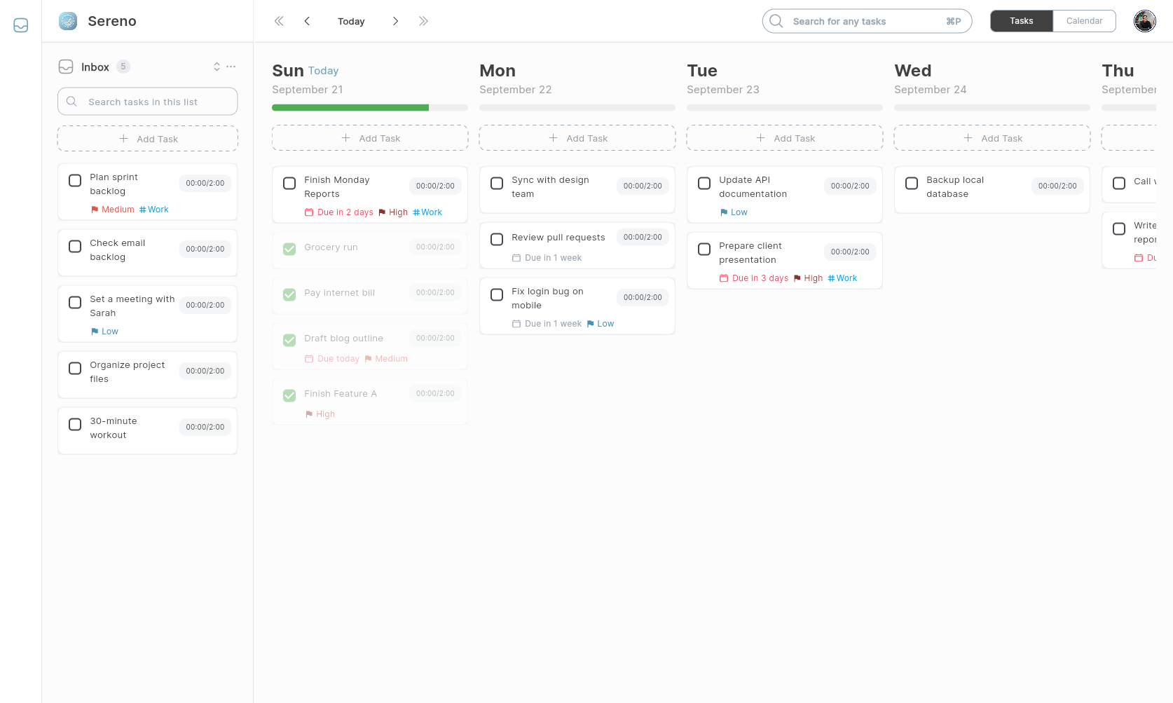Sereno Dashboard